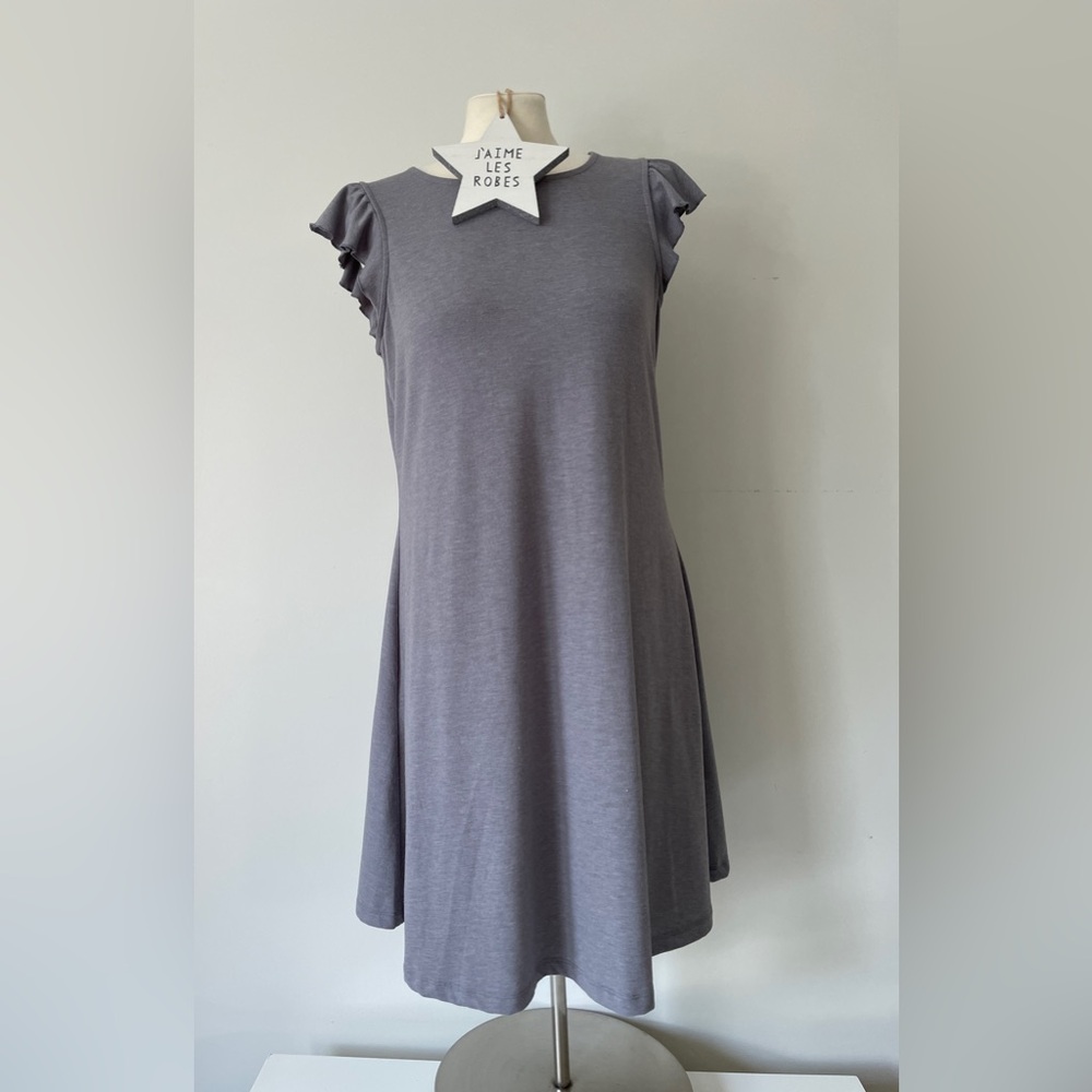 OLD NAVY Heathered Gray Ruffle Sleeve Swing Dress
